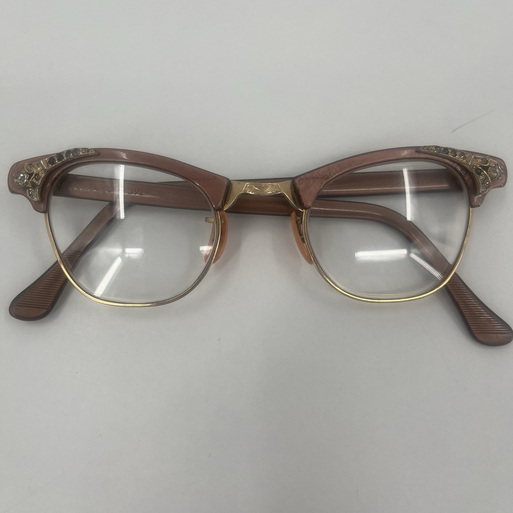 Artcraft Vintage Ornate Cat Eye Rhinestones Eyeglass Frames 1/10 12k GF 22MM‎